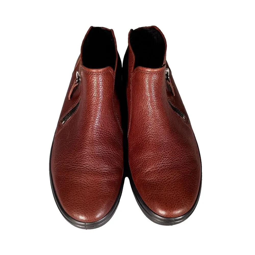Ecco Soft 7 Low Bootie Ankle Shoes Brown Leather Womens 9 Comfort